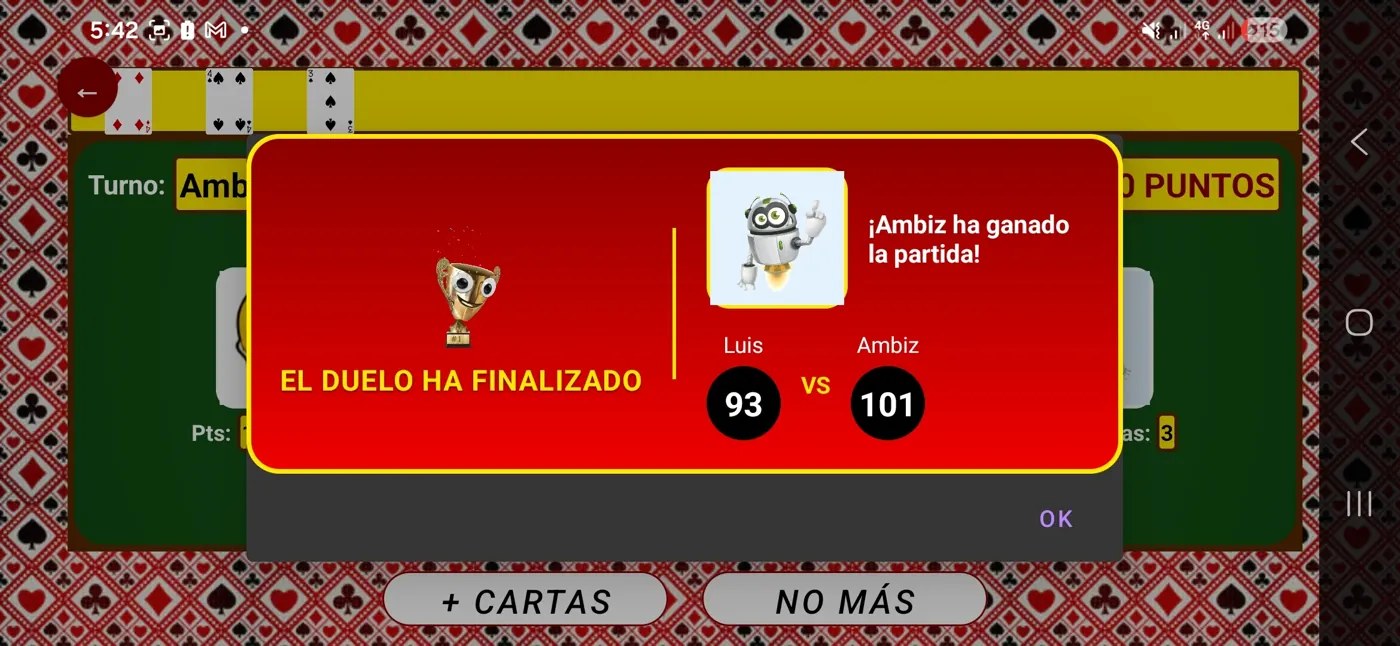 Ambiz Captura de pantalla de Ambiz, juego de cartas para Android