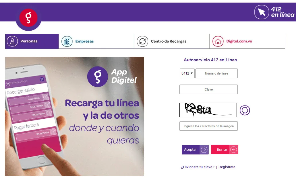 Sucursal virtual, IVR 121 y buzón de voz, Digitel