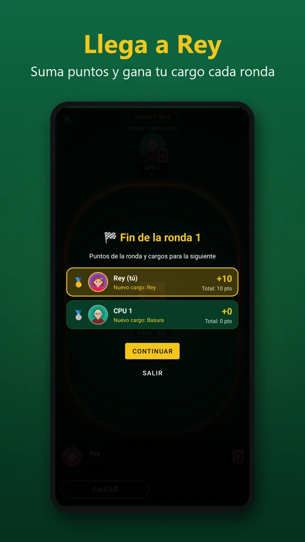 Apps Captura de pantalla de Rey Basura, juego de cartas multijugador para Android