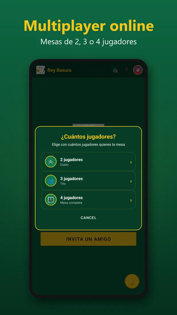 Apps Captura de pantalla de Rey Basura, juego de cartas multijugador para Android
