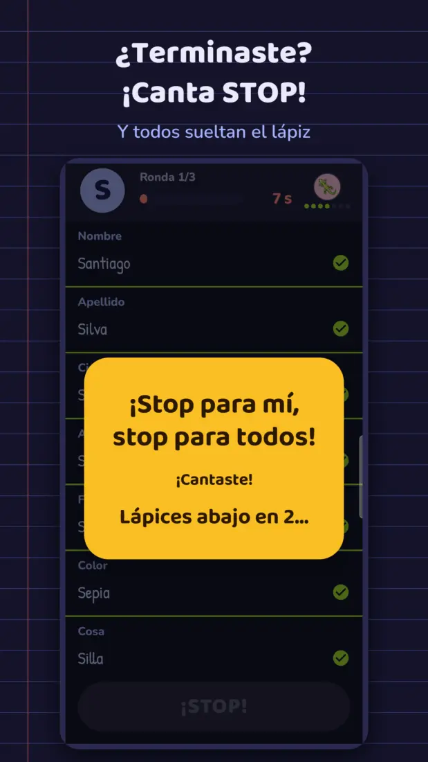 Apps Captura de pantalla de Bachillerato Stop, juego de palabras para Android