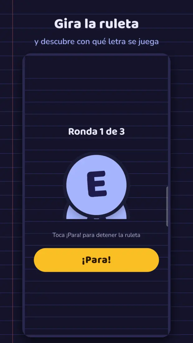 Apps Captura de pantalla de Bachillerato Stop, juego de palabras para Android
