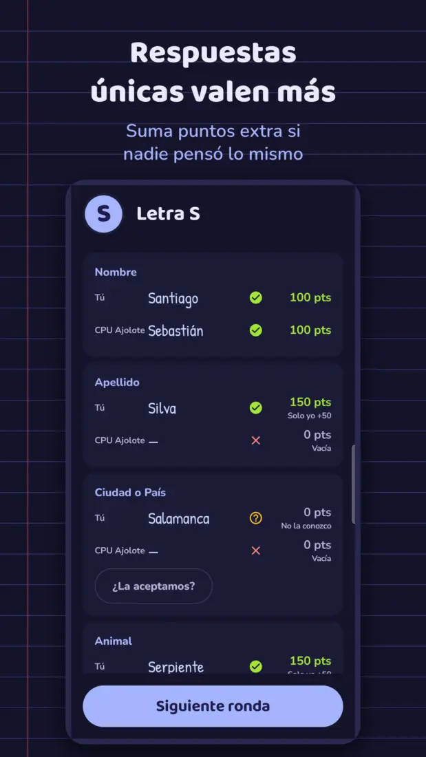 Apps Captura de pantalla de Bachillerato Stop, juego de palabras para Android