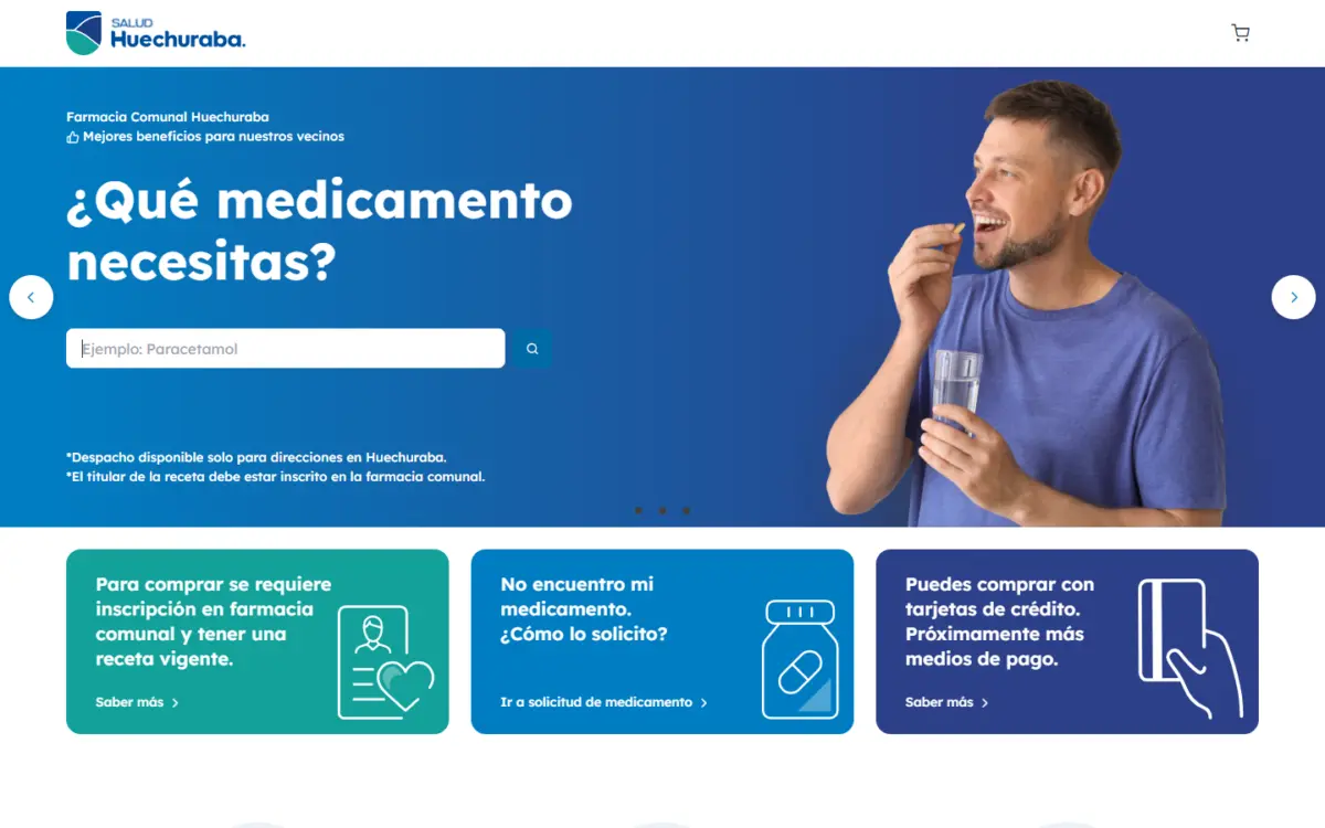 Marketplace de farmacia comunal con búsqueda de medicamentos, Yapp